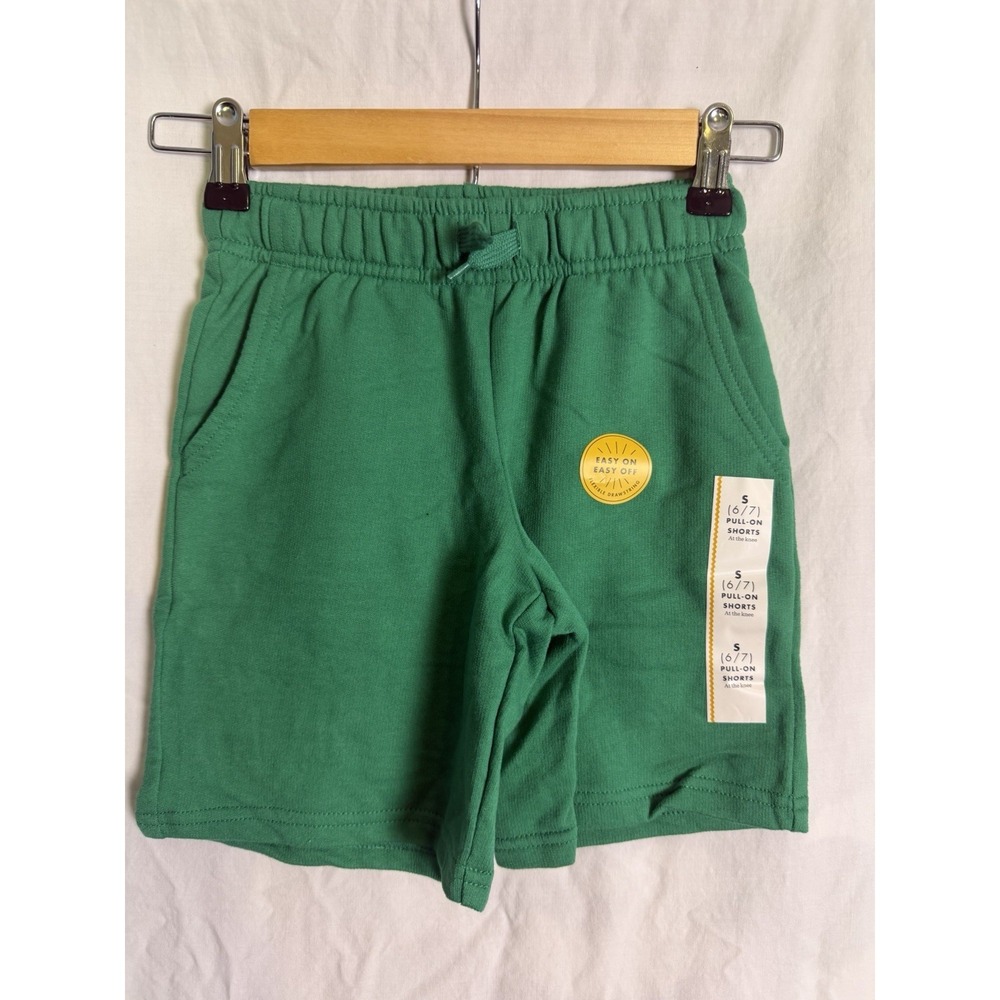 Cat Jack Boys Green Elastic Waist Pull On Shorts Sz S 6/7 NWT